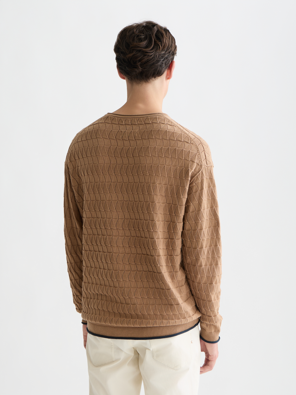 Pointelle dropped shoulder pullover