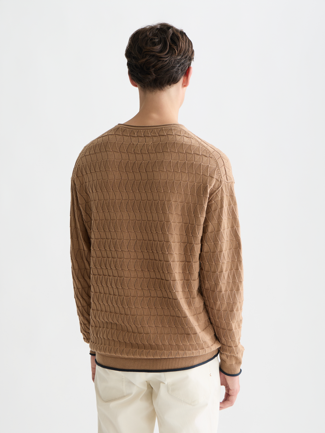 Pointelle dropped shoulder pullover