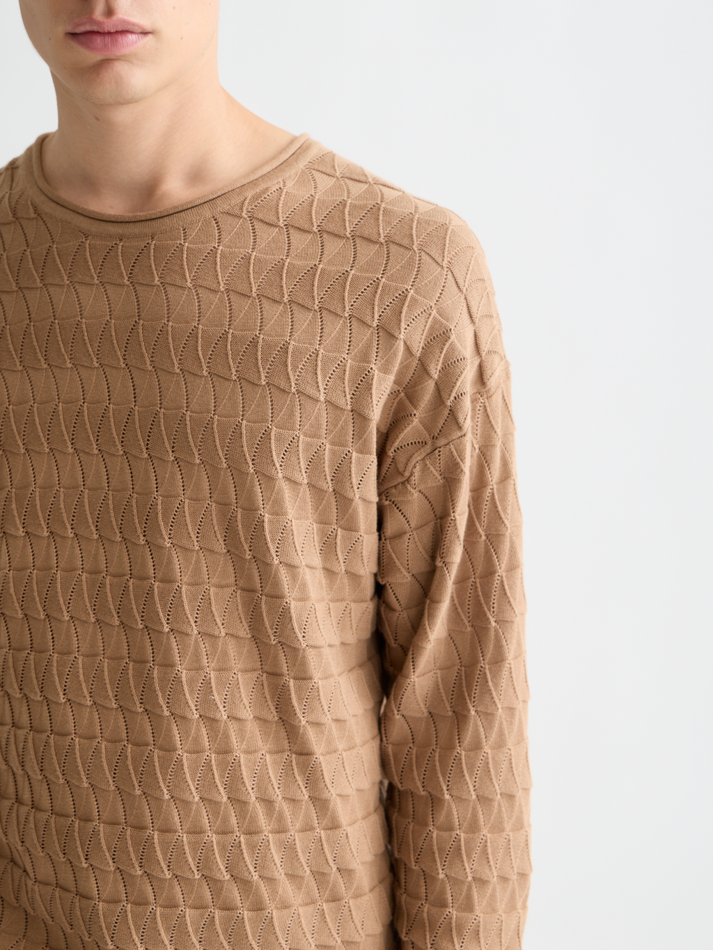 Pointelle dropped shoulder pullover