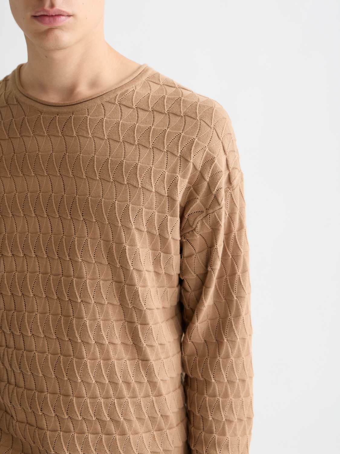 Pointelle dropped shoulder pullover