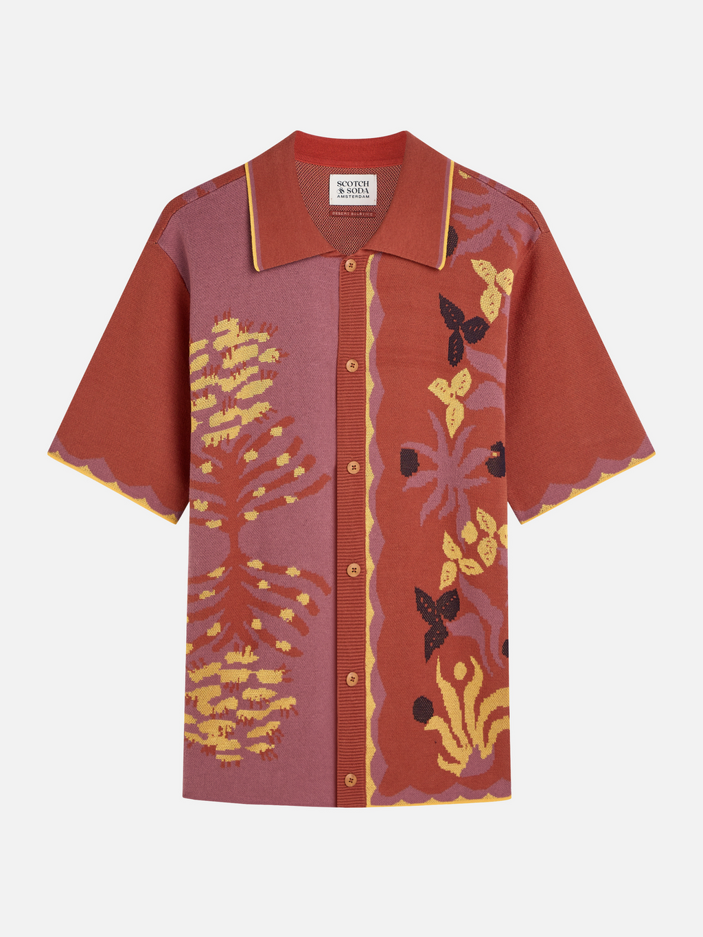 Knitted jaquard short sleeve shirt