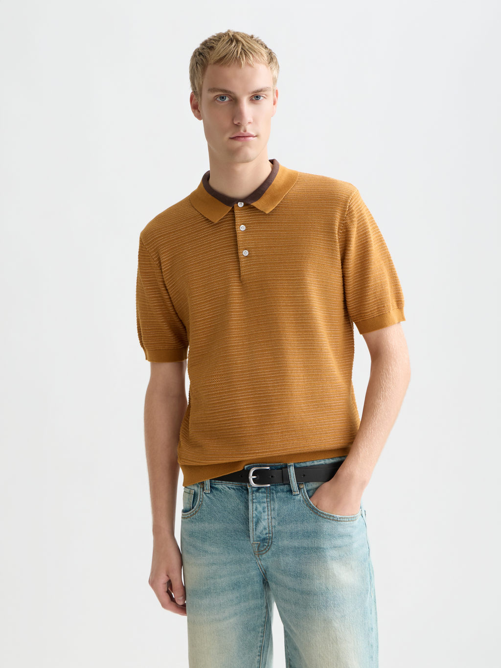 Structured knitted polo