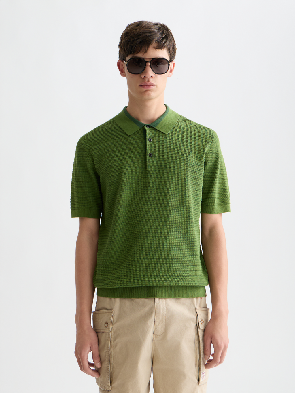 Structured knitted polo