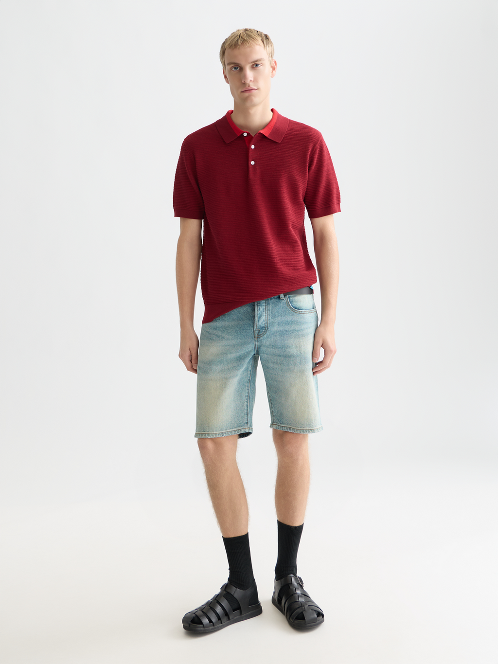 Structured knitted polo