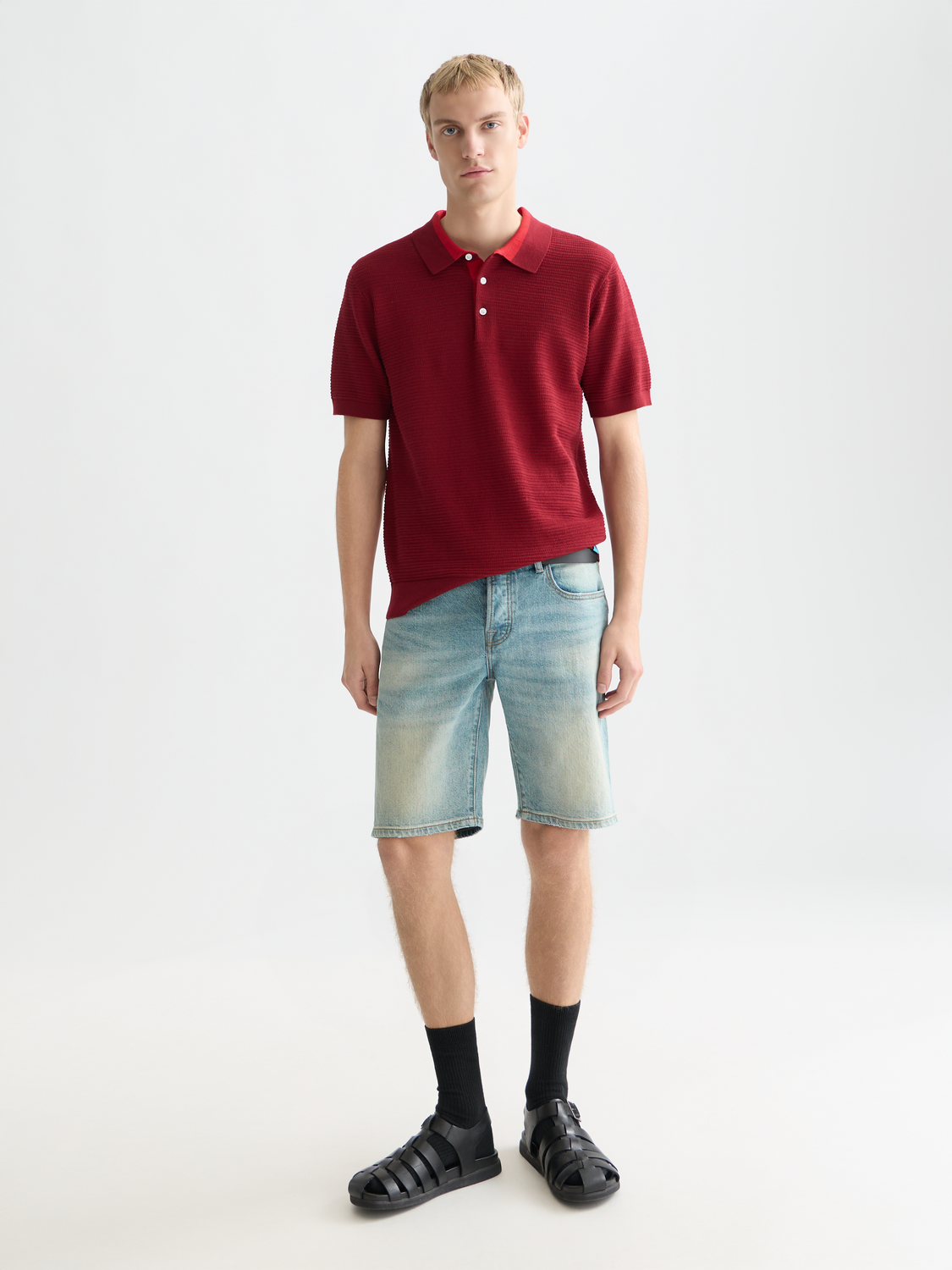 Structured knitted polo