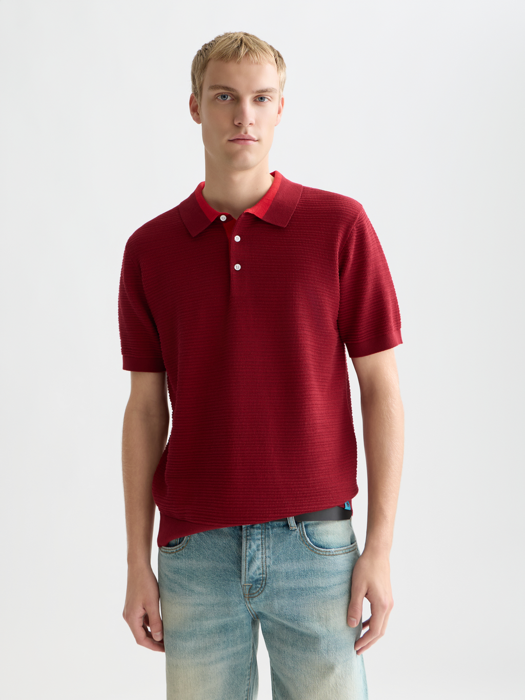 Structured knitted polo