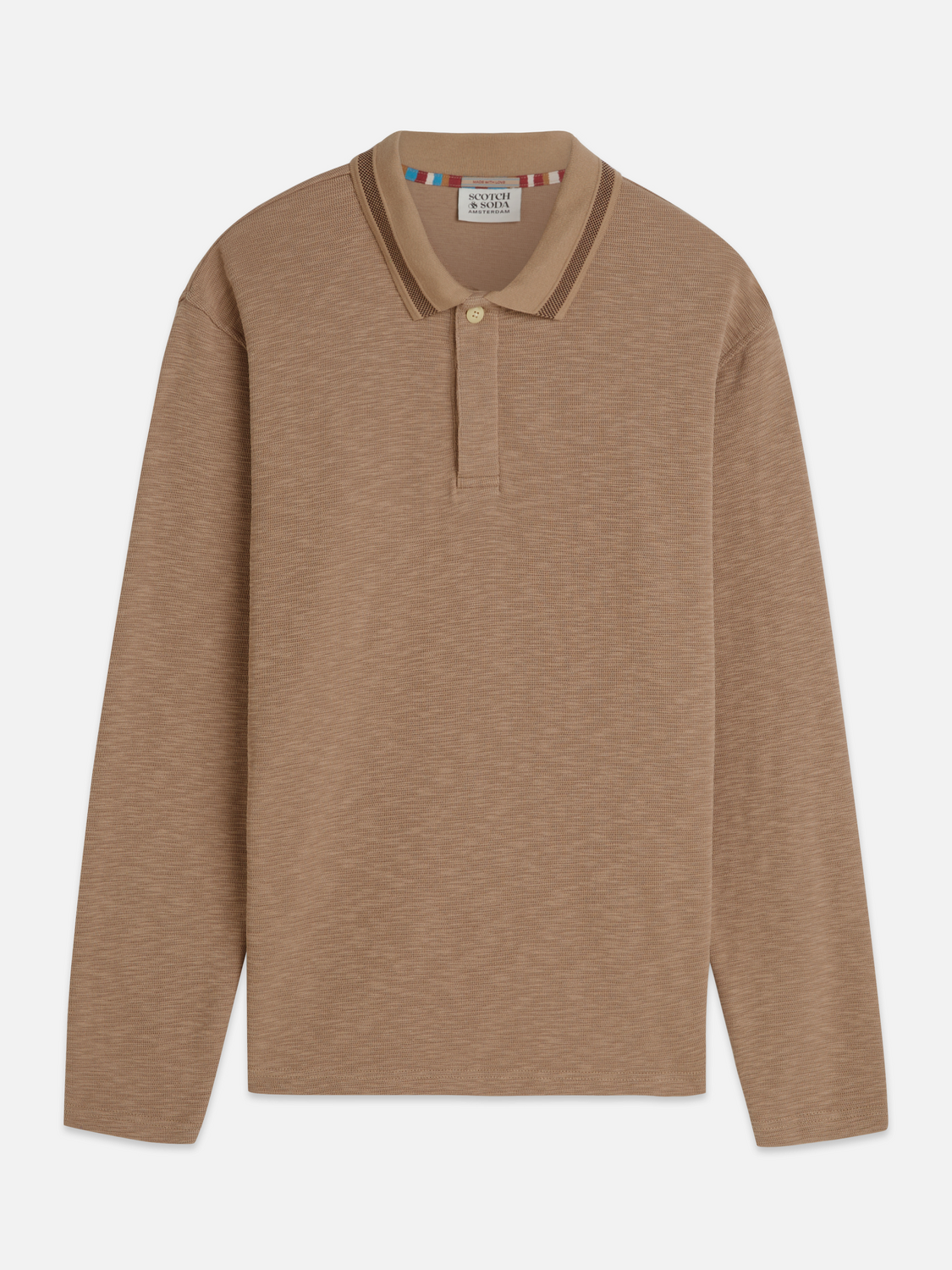 Structured relaxed long sleeve polo