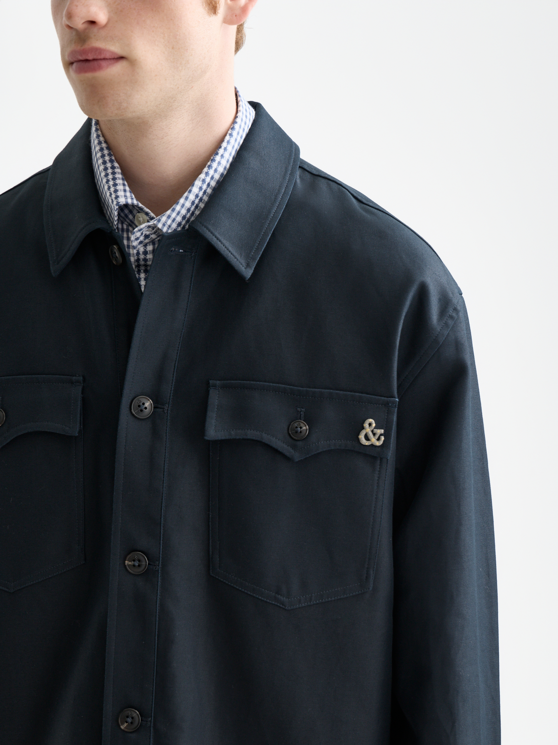 Cotton-blend twill relaxed overshirt