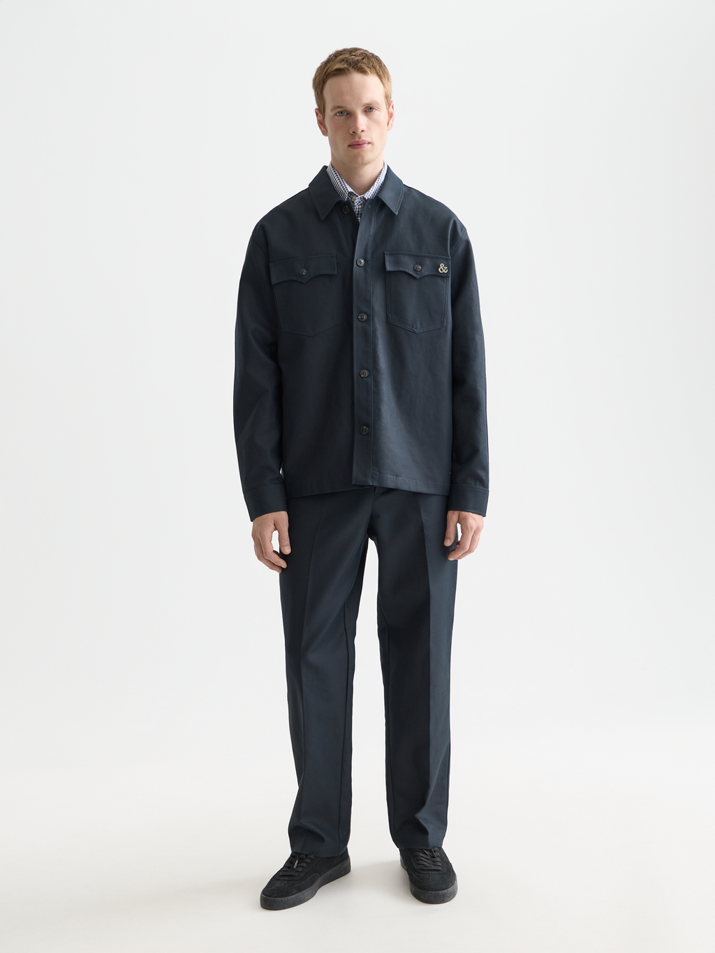 Cotton-blend twill relaxed overshirt