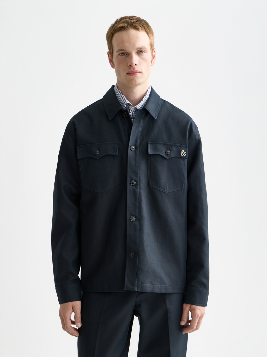 Cotton-blend twill relaxed overshirt
