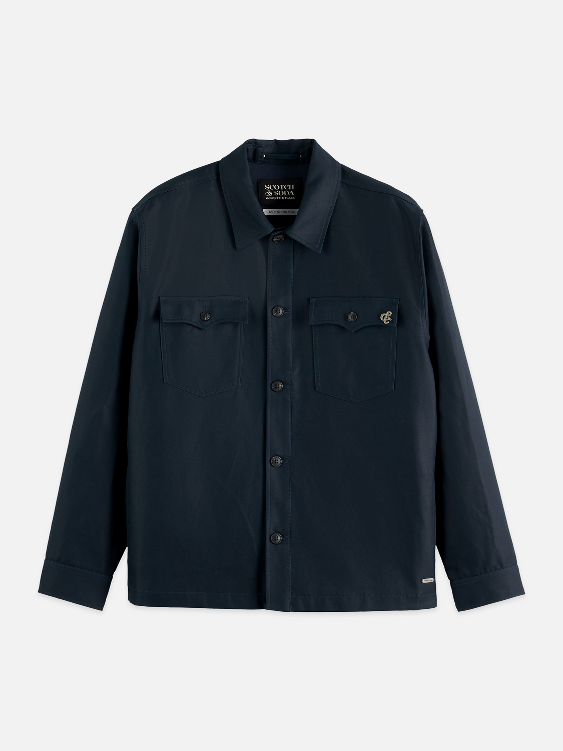 Cotton-blend twill relaxed overshirt