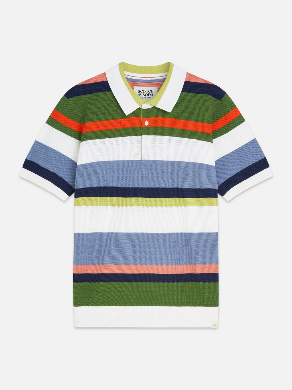 Structured striped knitted polo
