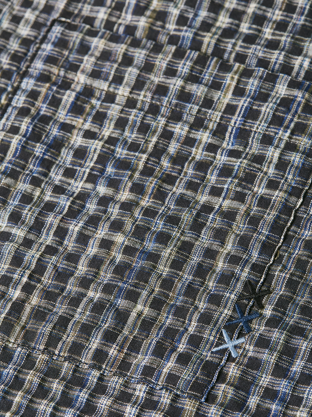 Seersucker micro check relaxed shirt