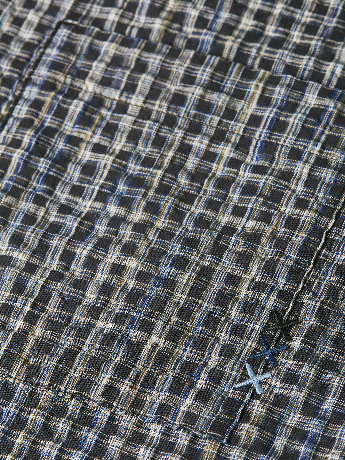 Seersucker micro check relaxed shirt