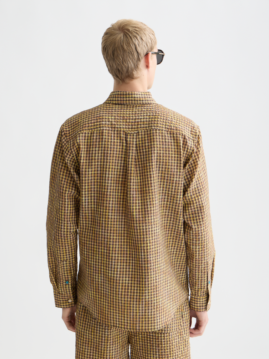 Seersucker micro-check relaxed shirt