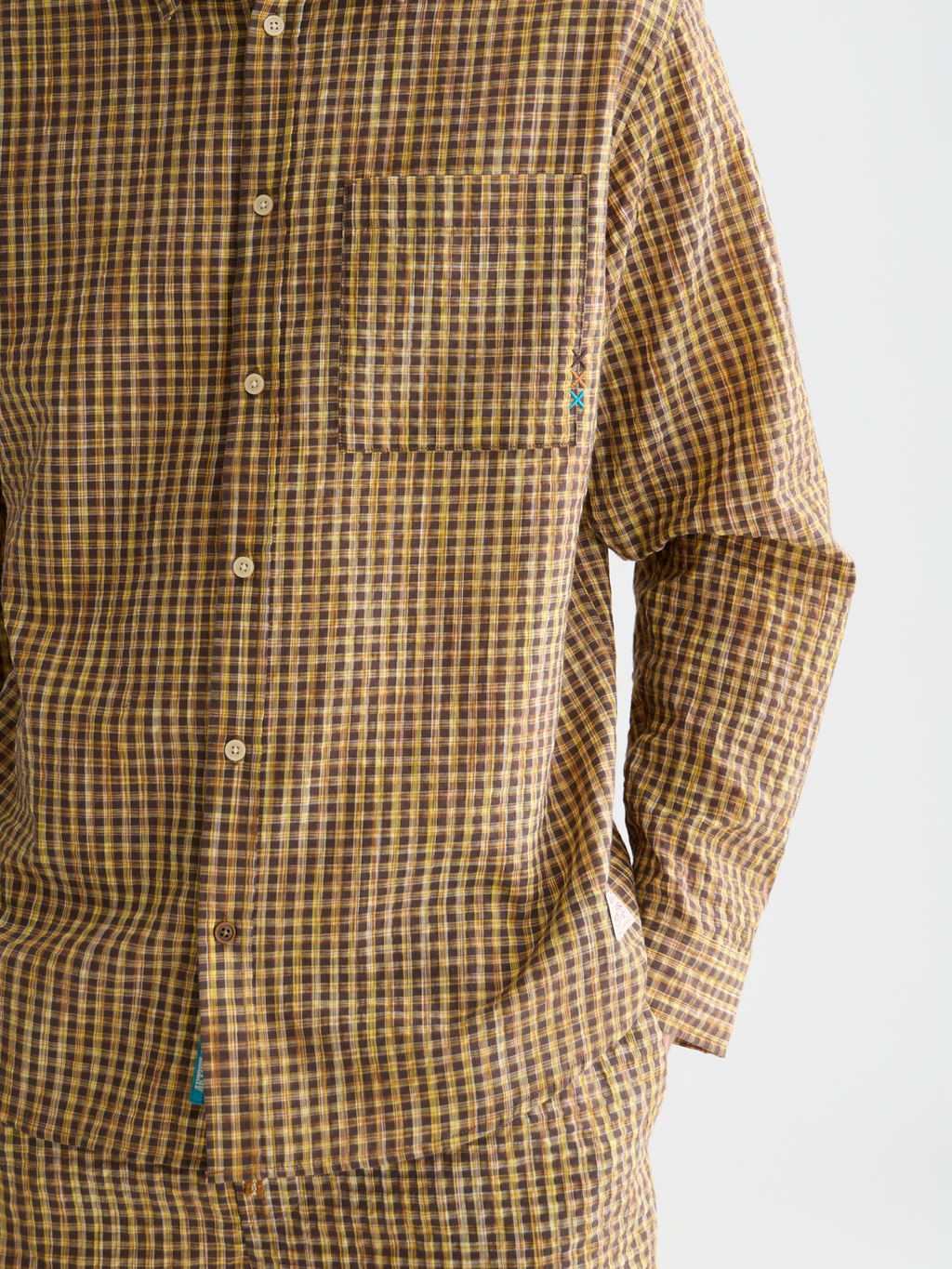Seersucker micro-check relaxed shirt