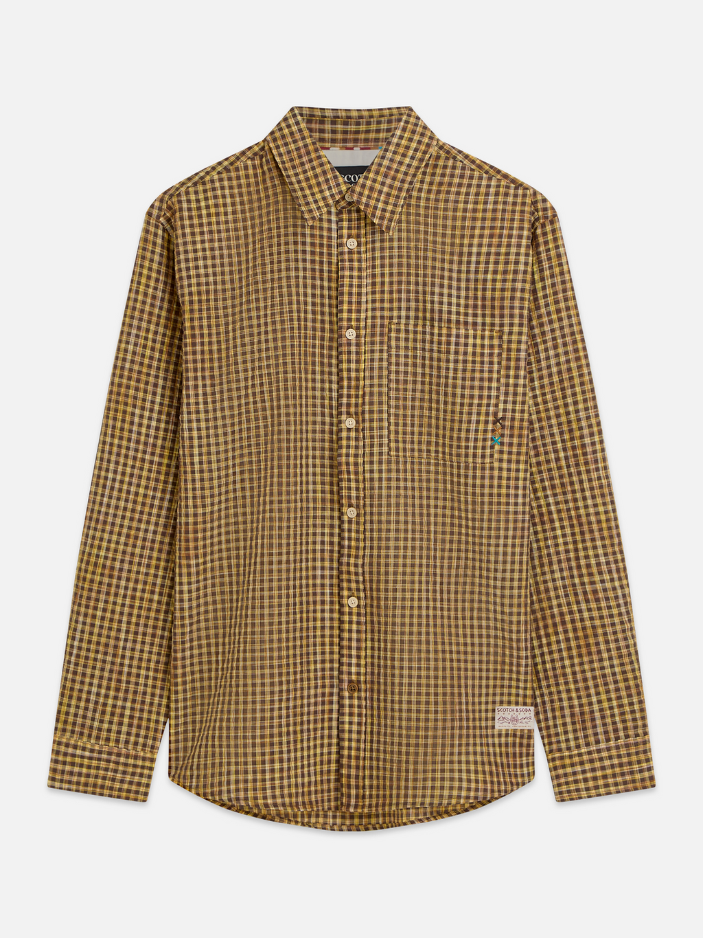 Seersucker micro-check relaxed shirt