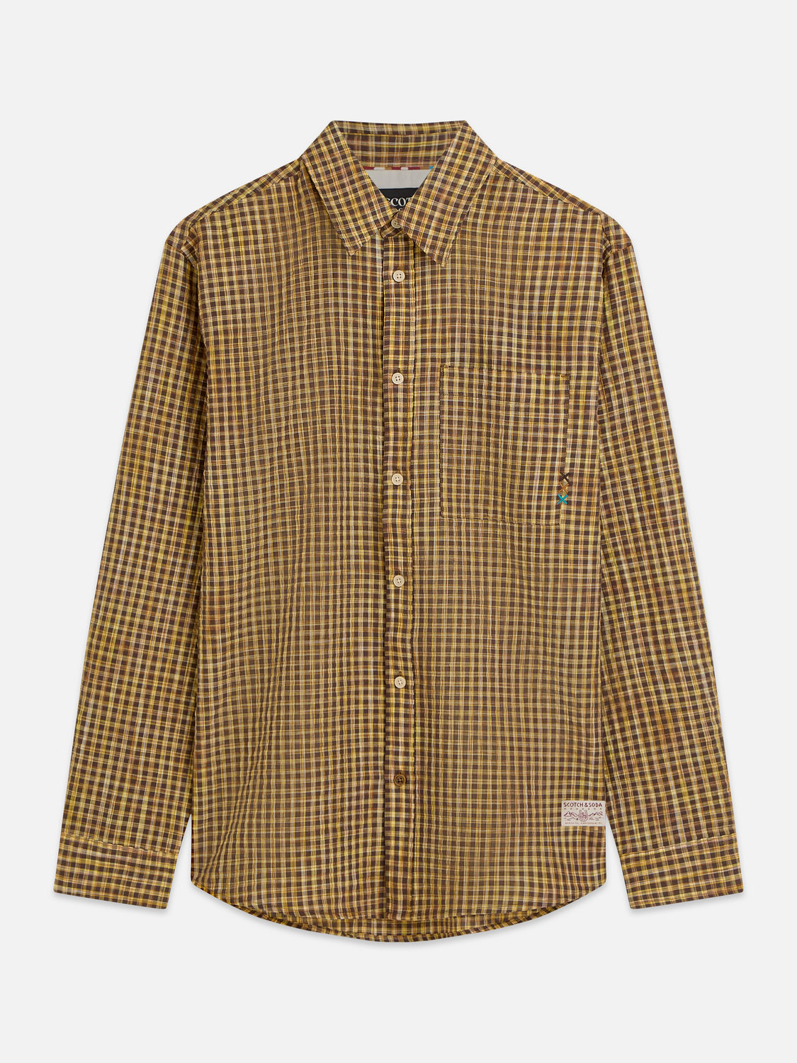 Seersucker micro-check relaxed shirt