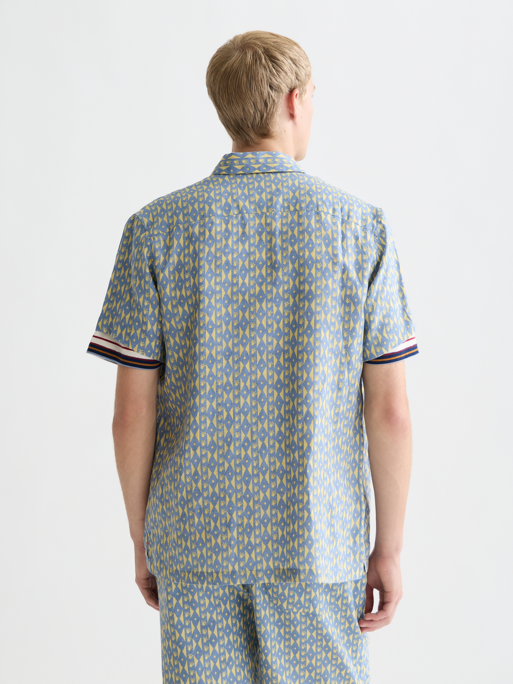 Printed linen short sleeve shirt