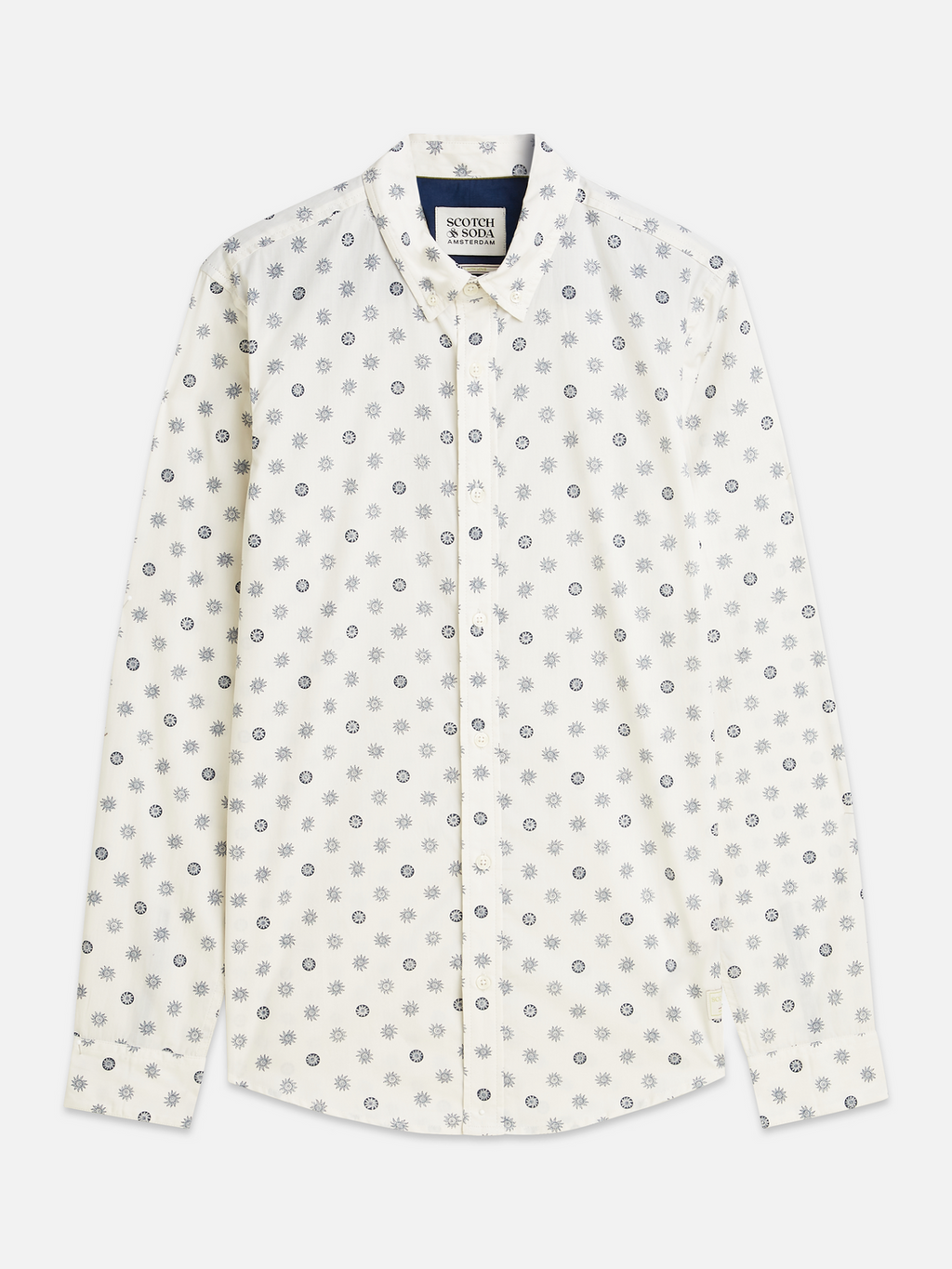 Print poplin slim shirt
