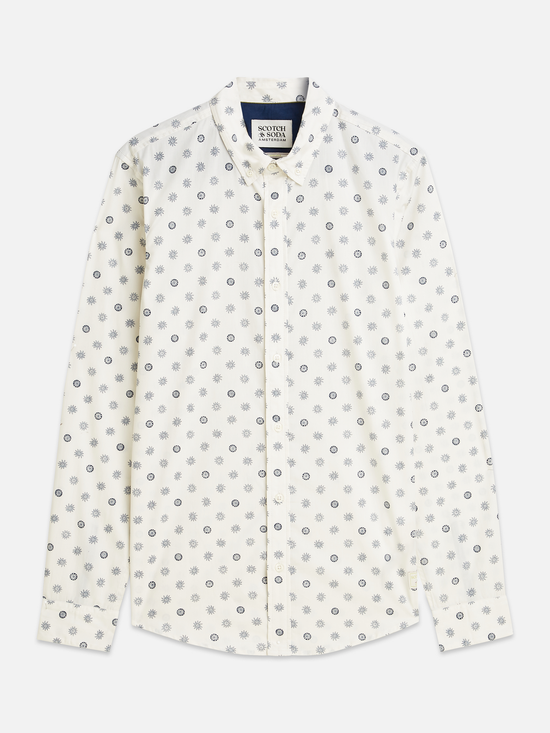 Print poplin slim shirt