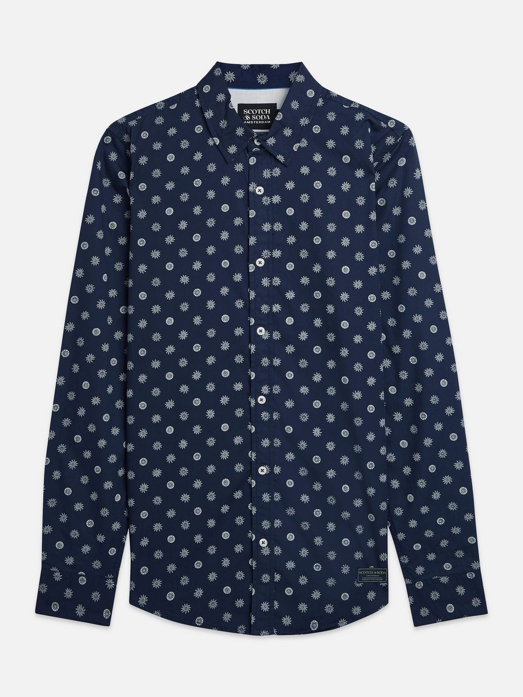 Print poplin slim shirt
