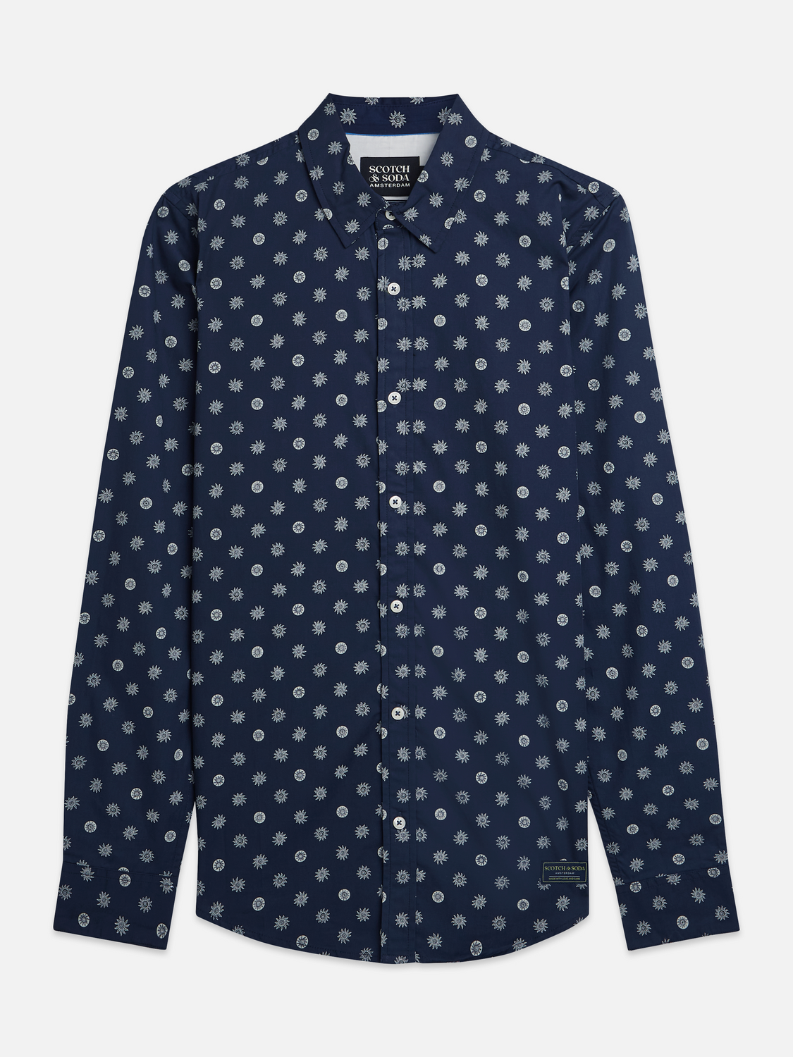 Print poplin slim shirt