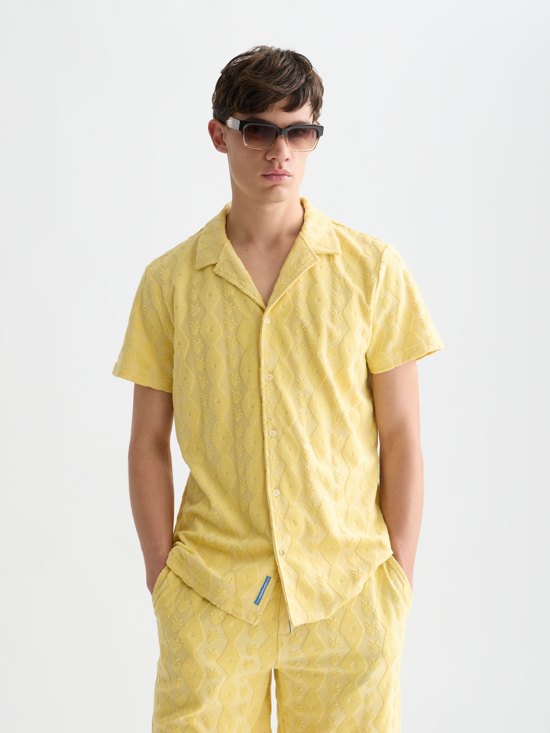 Terry jacquard short sleeve shirt