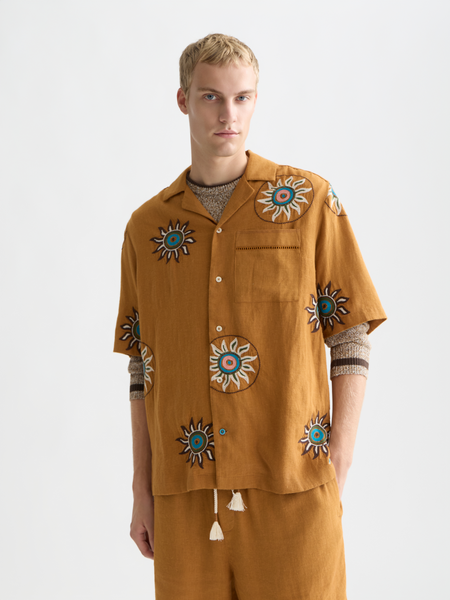 Embroidered linen relaxed short sleeve shirt– Scotch & Soda Amsterdam