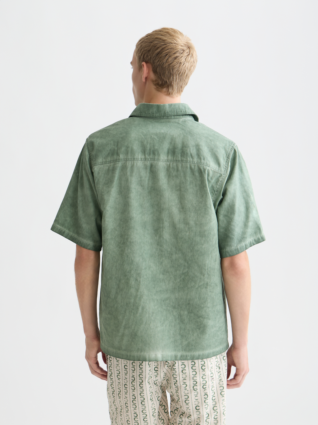 Washed cotton short sleeve shirt