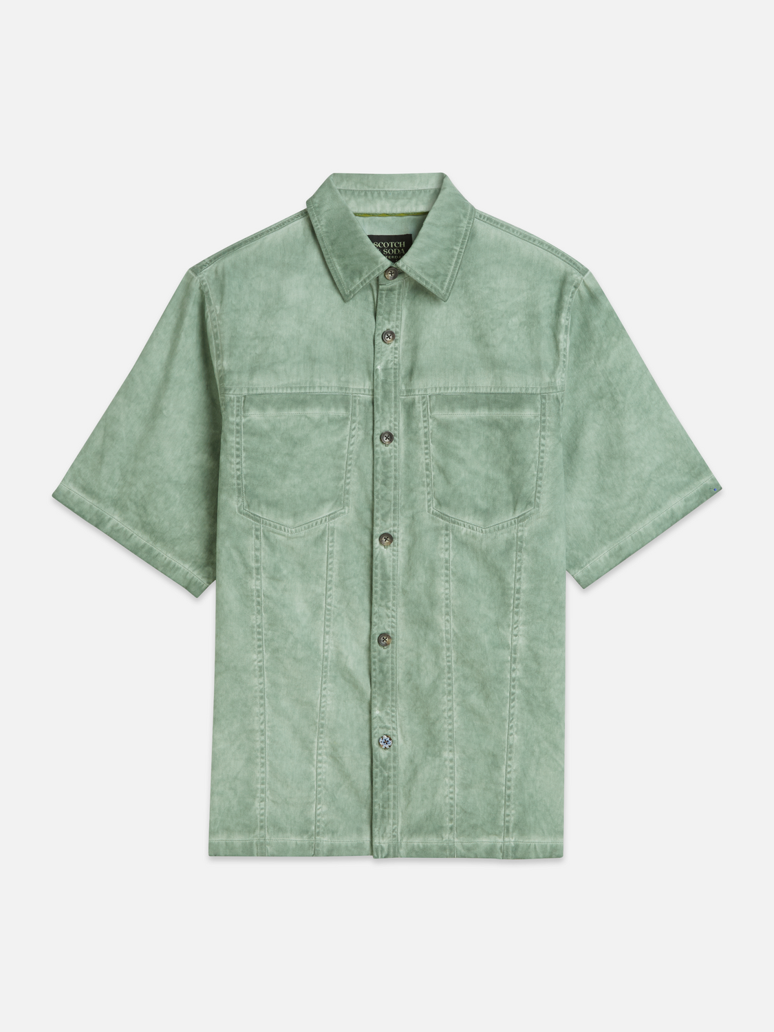 Washed cotton short sleeve shirt