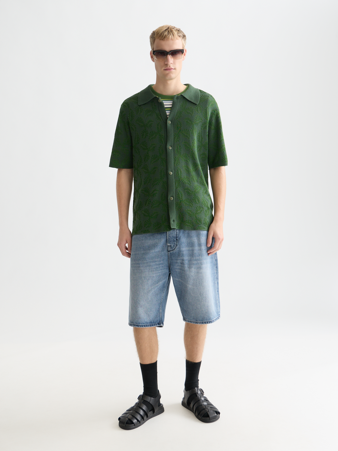 Toneontone knitted short sleeve shirt