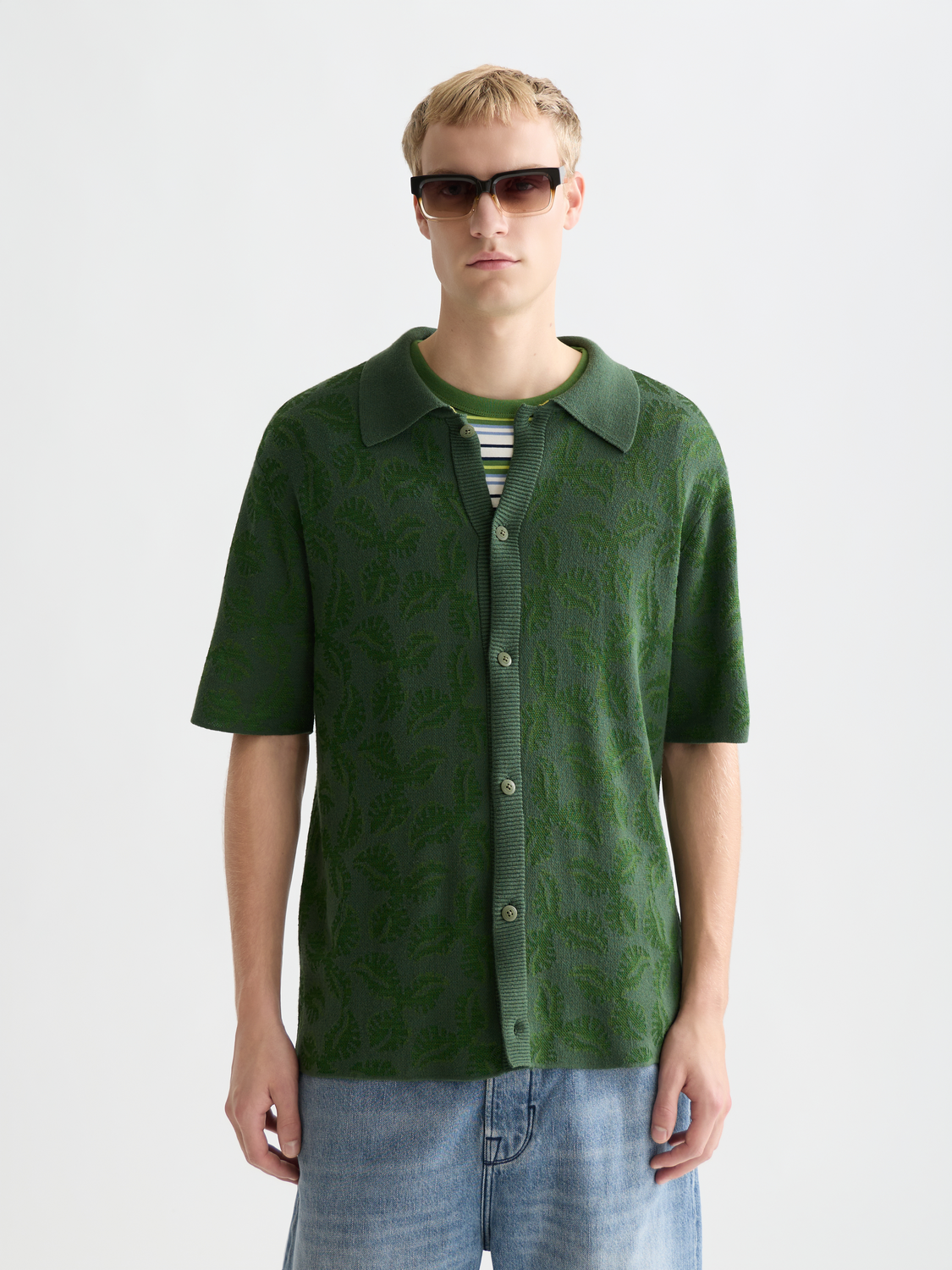 Toneontone knitted short sleeve shirt