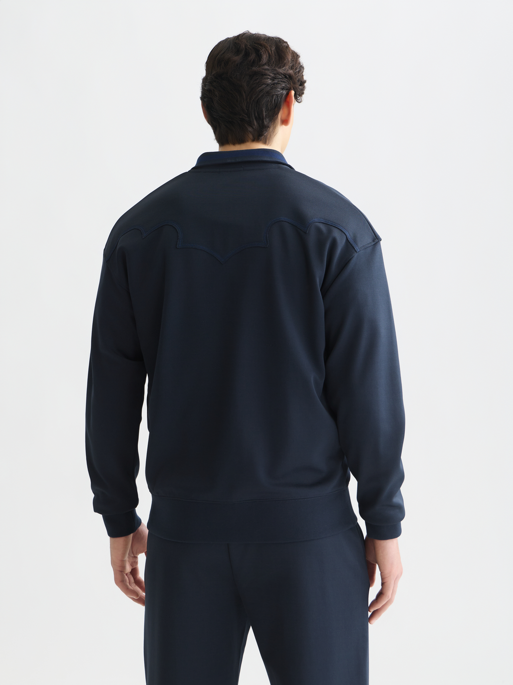 Interlock embroidered relaxed zip-up track top