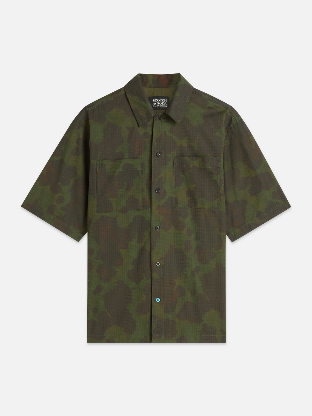 Printed cotton relaxed short sleeve shirt