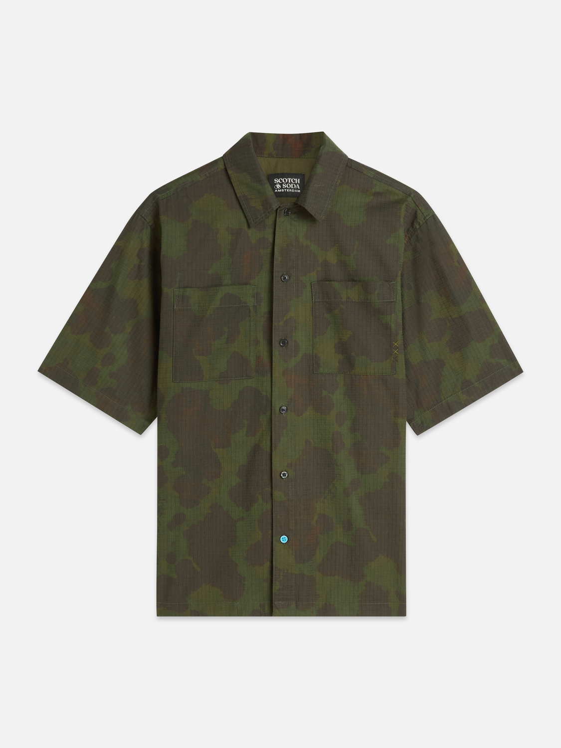 Printed cotton relaxed short sleeve shirt