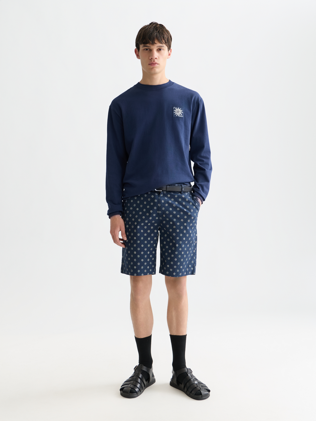 Stuart printed cotton chino shorts