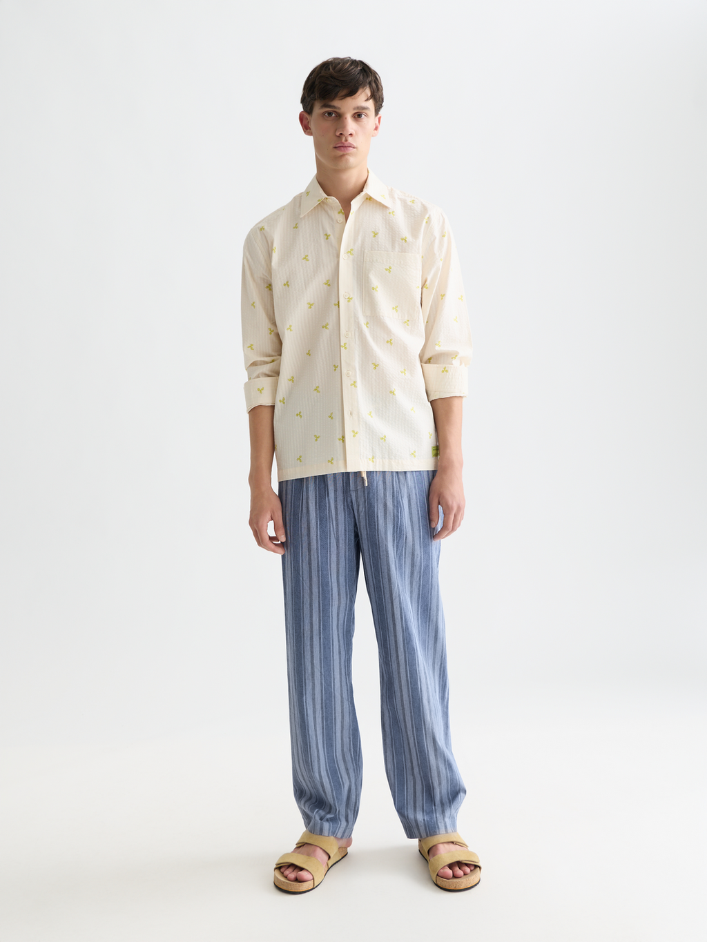 Oliver pleated linen-blend relaxed straight jogger