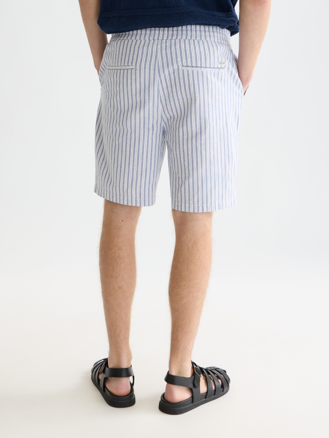 Fave cotton-linen yarn-dyed bermuda shorts