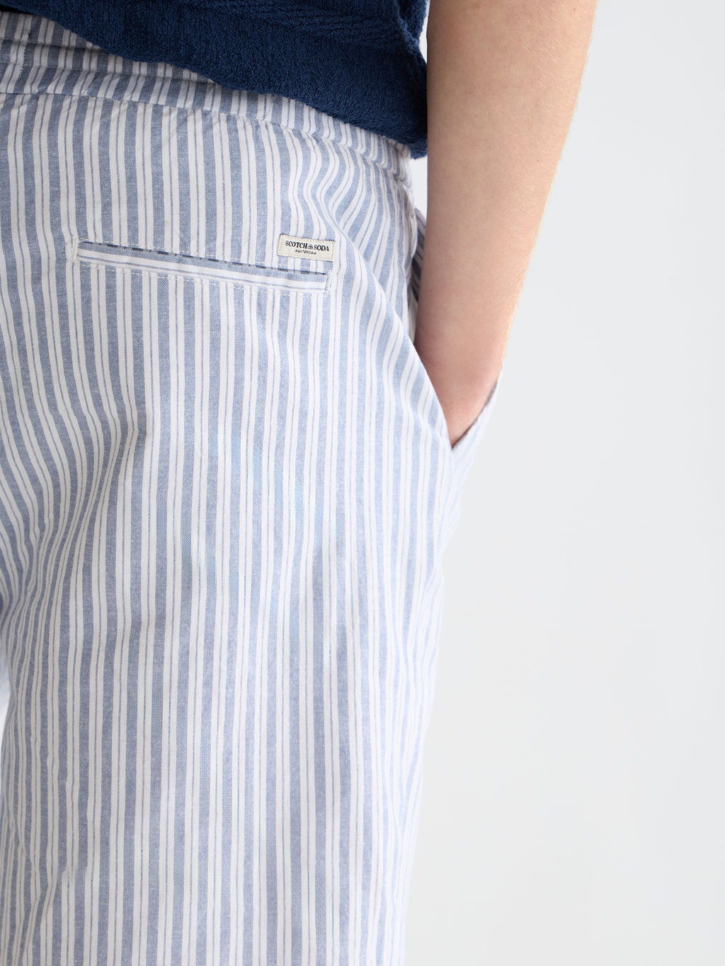 Fave cotton-linen yarn-dyed bermuda shorts