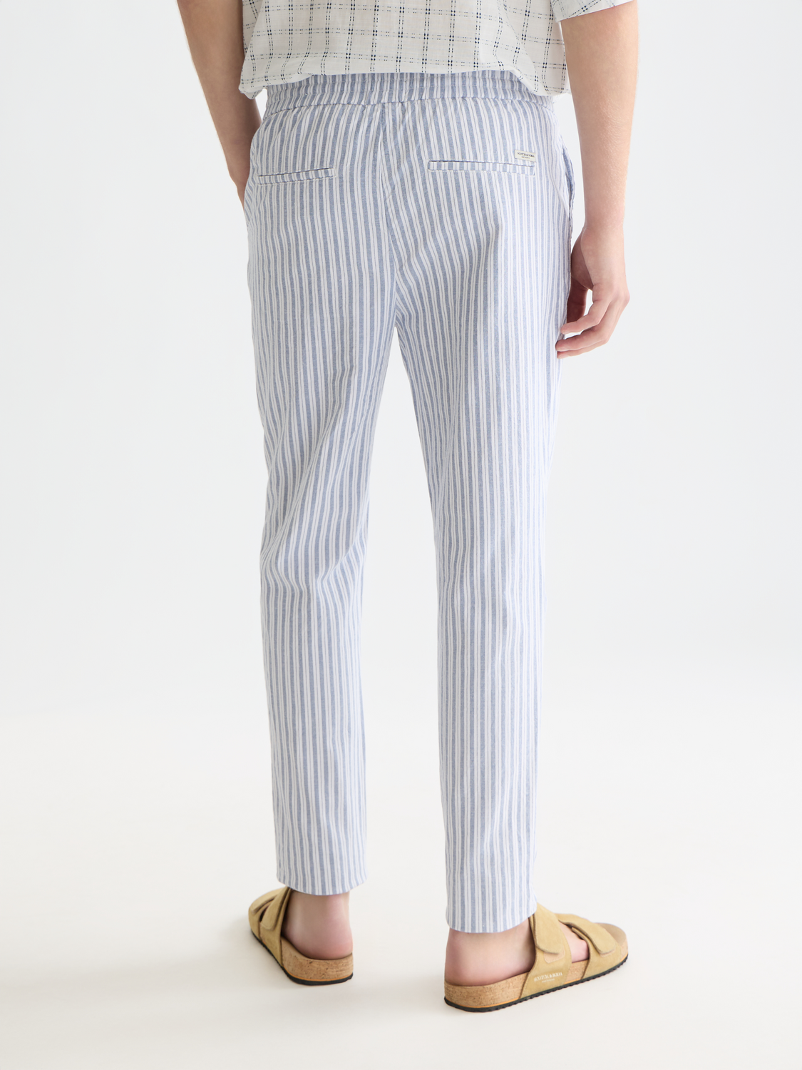 Warren yarn-dyed cotton-linen straight jogger