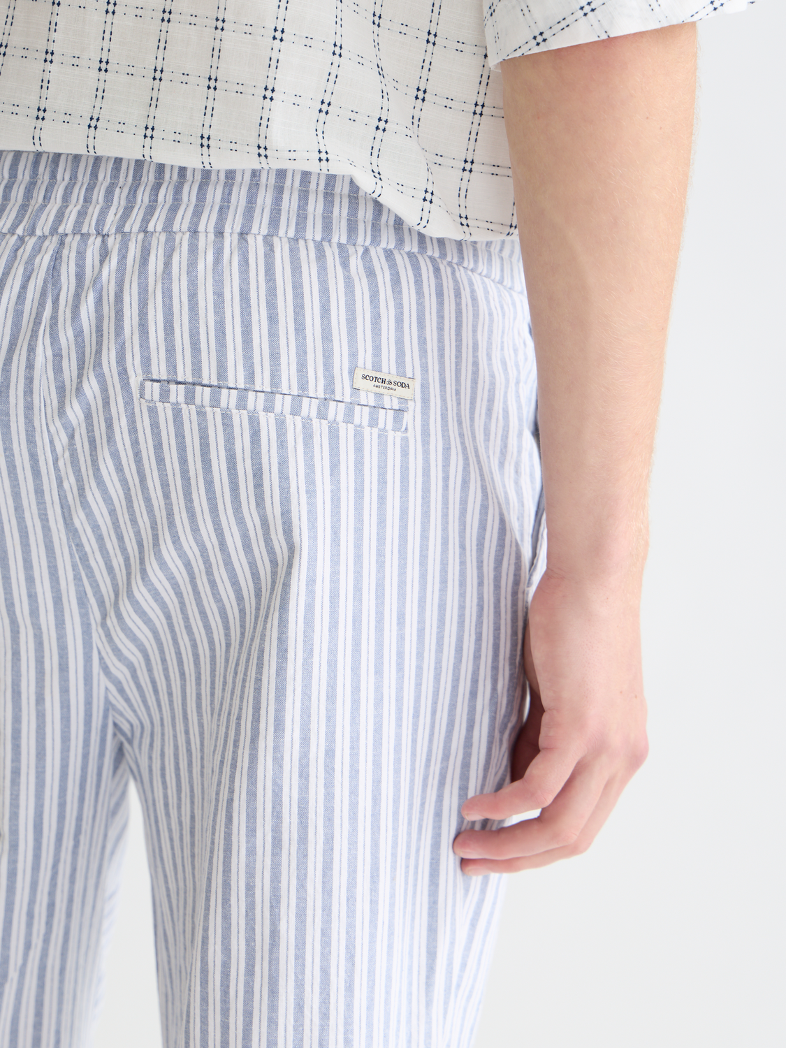 Warren yarn-dyed cotton-linen straight jogger