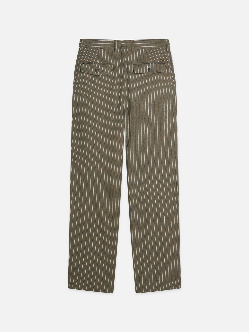 Pleated pinstriped loose straight chino