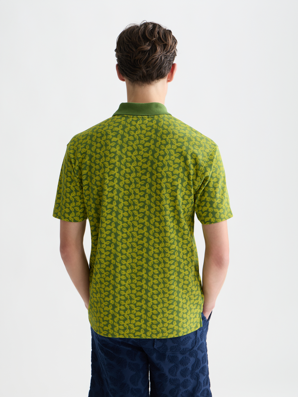 Printed structured relaxed polo