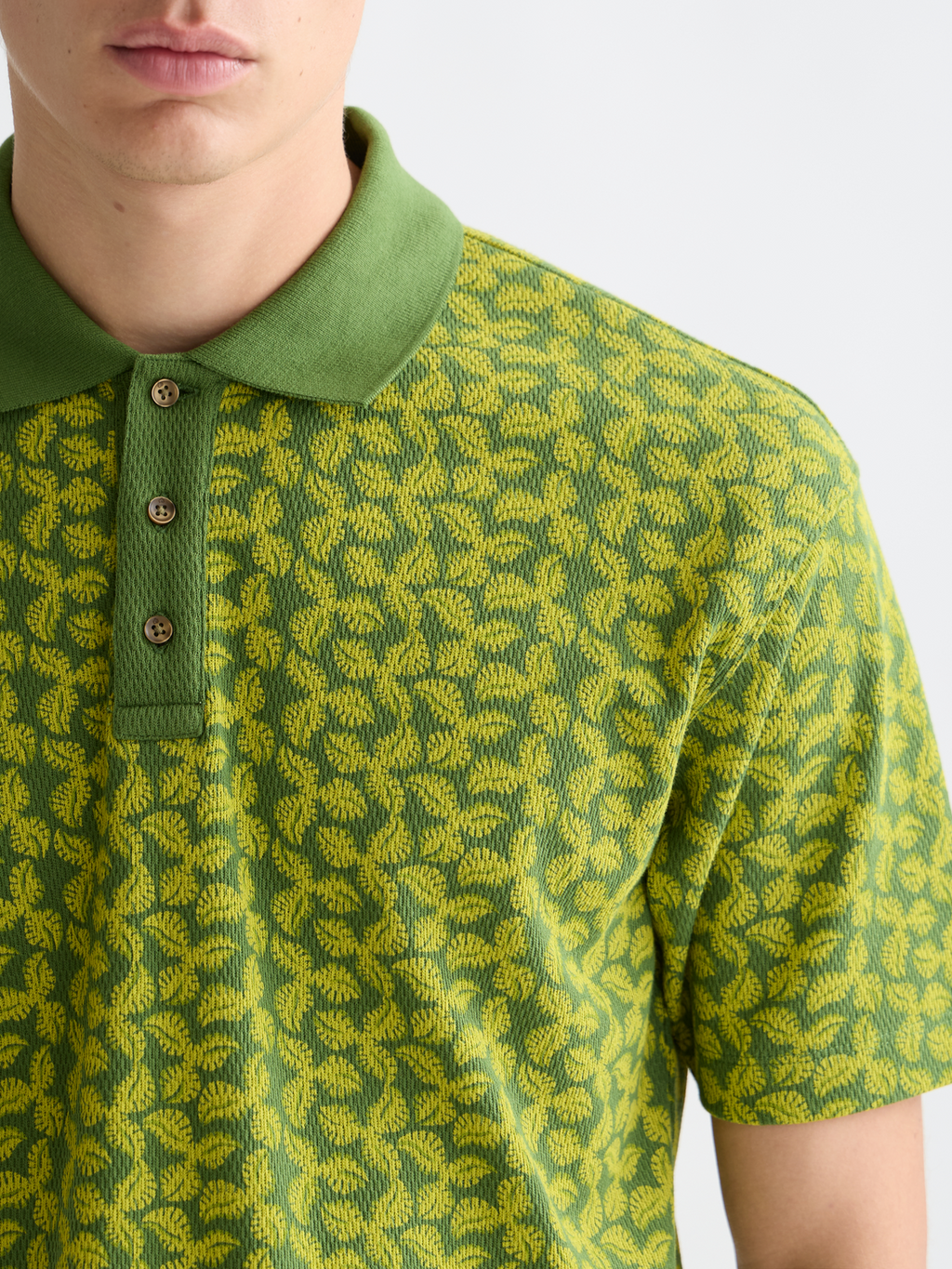 Printed structured relaxed polo