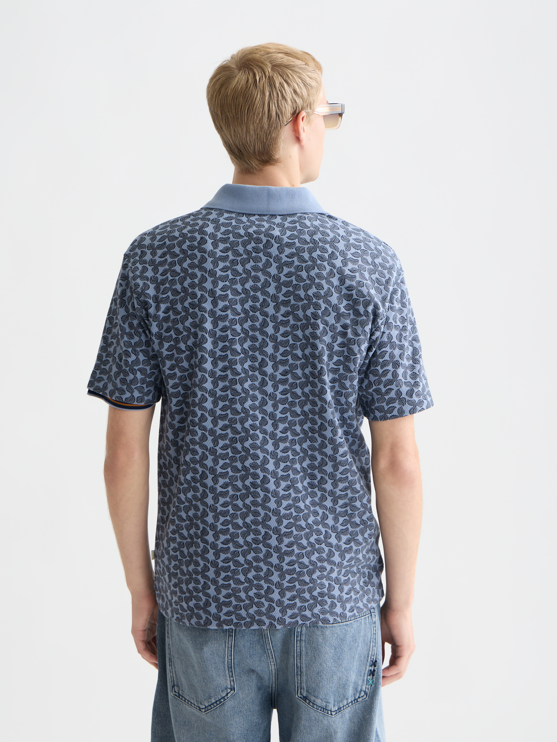 Printed structured relaxed polo