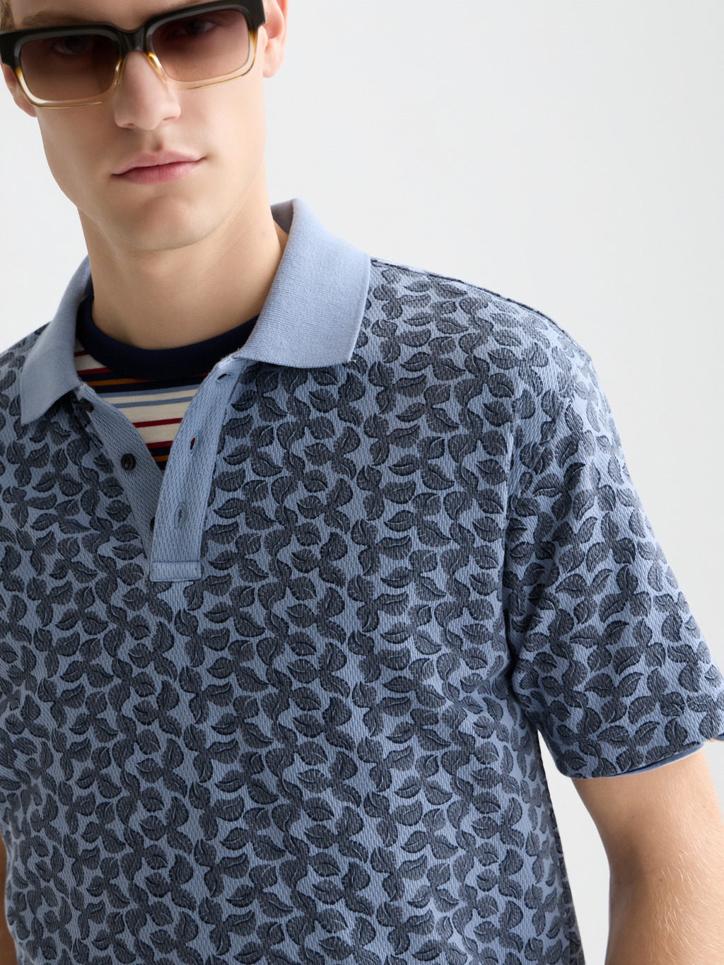 Printed structured relaxed polo
