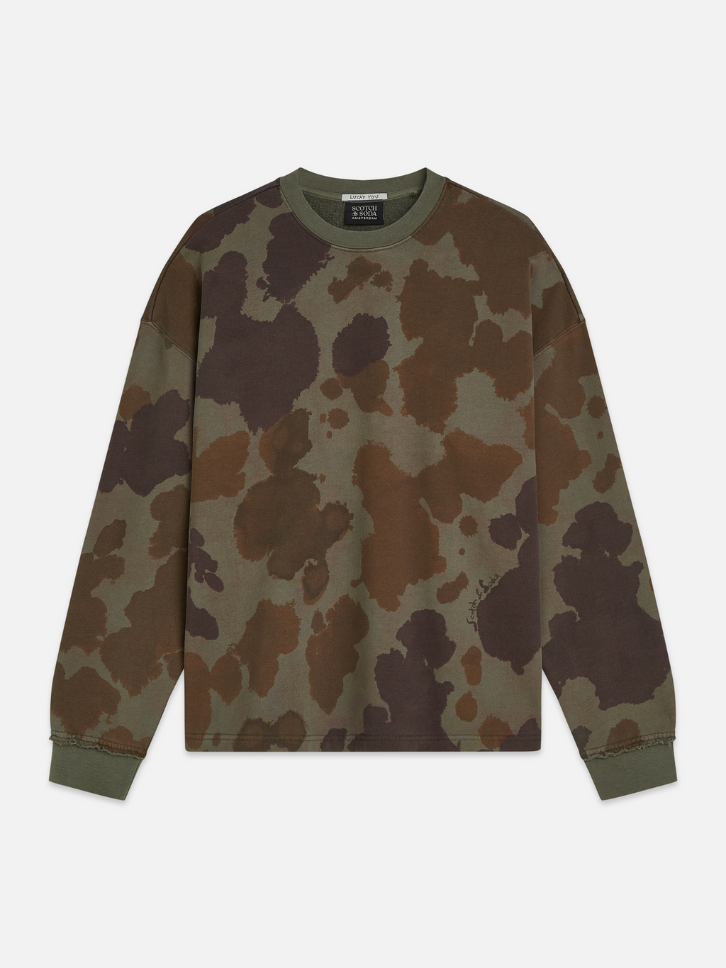 Printed over-dyed loose sweatshirt