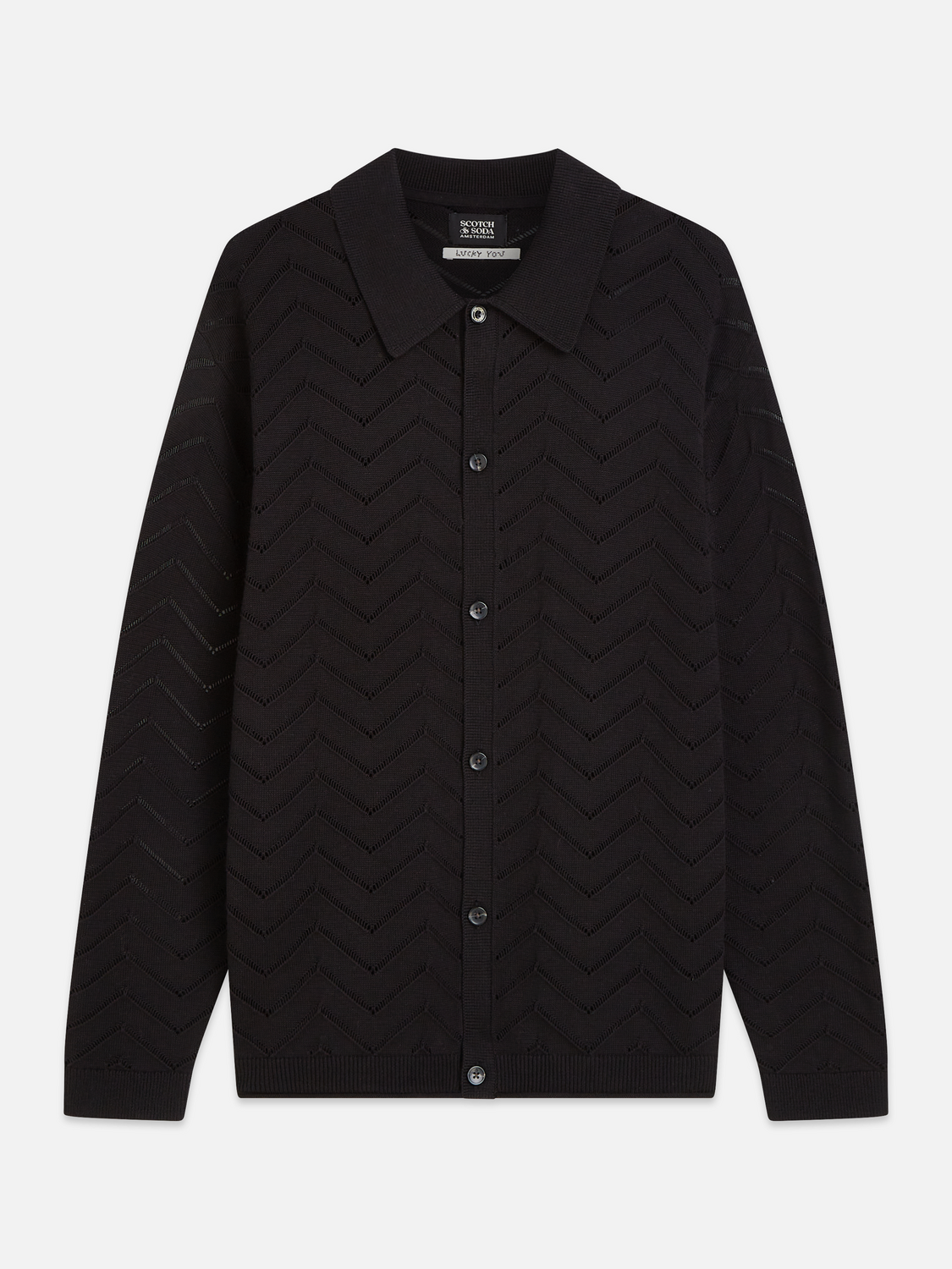 Pointelle dropped shoulder cardigan