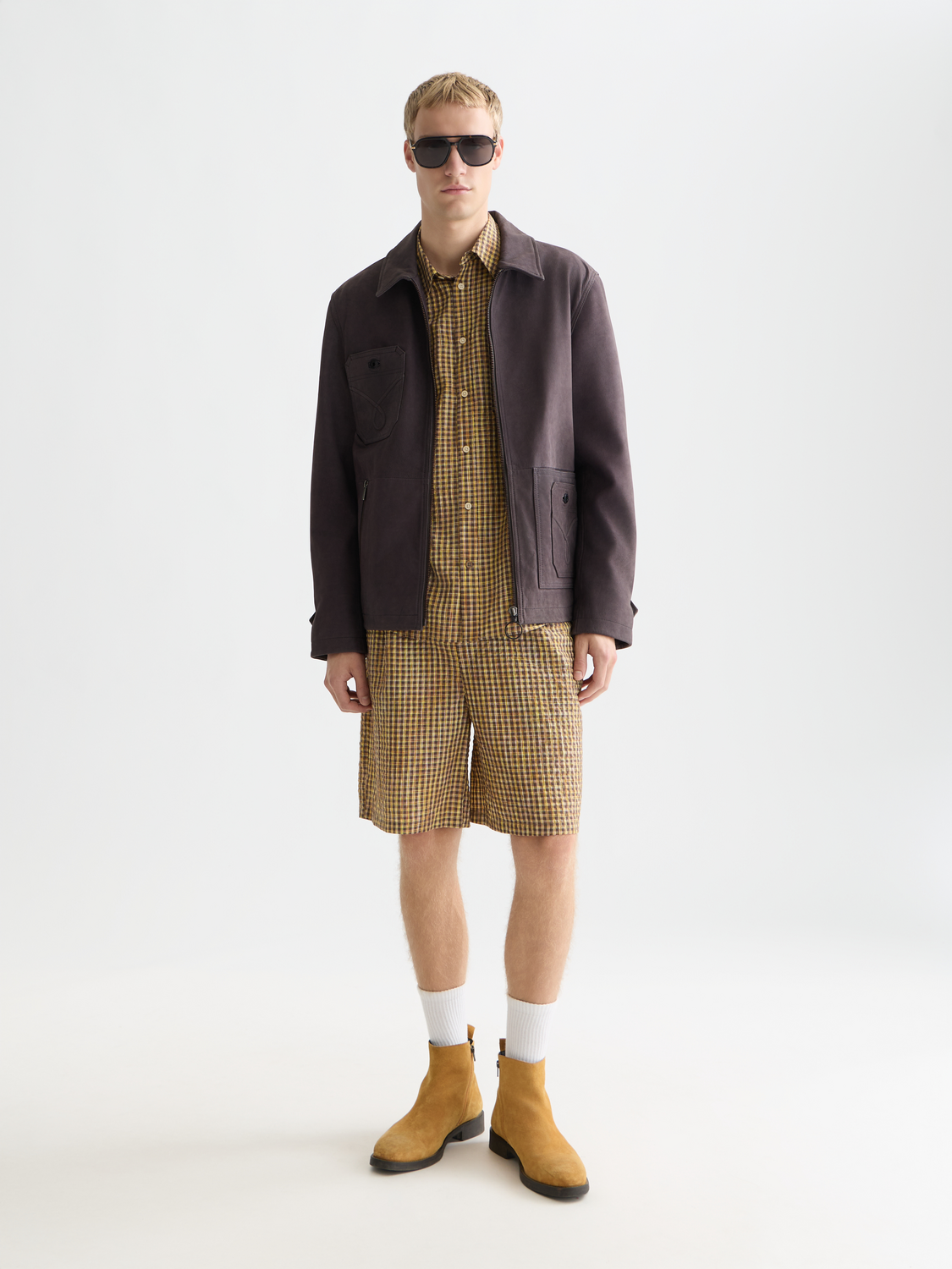 Cotton seersucker widefit bermuda shorts